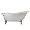 Cambridge Plumbing Extra wide Acrylic Slipper tub with Faucet Holes and Brushed Nickel Claw Feet AST61XL-DH-BN